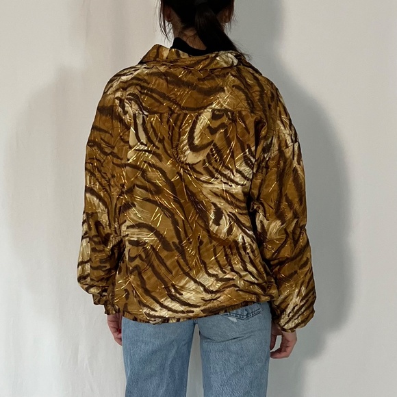 Kaktus Vintage 80s 90s Tiger Print Bomber Windbreaker Jacket - Picture 4 of 9